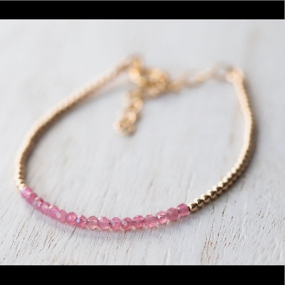 Pink Tourmaline Beaded Bracelet in 14k gold filled - Picture 2 of 3